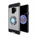 Wholesale Galaxy S9+ (Plus) Slim 360 Ring Kickstand Hybrid Case with Metal Plate (Silver)